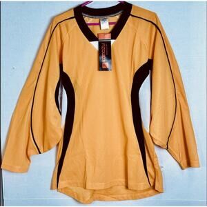 Kamazu Hockey Jersey Adult Medium Orange Black White Mesh Practice Scrimmage NWT